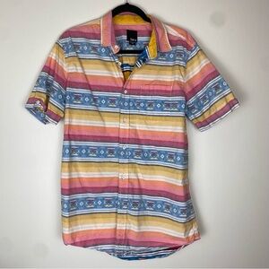 BAR III Men’s Southwest Aztec Tribal Striped Button Down Shirt Medium